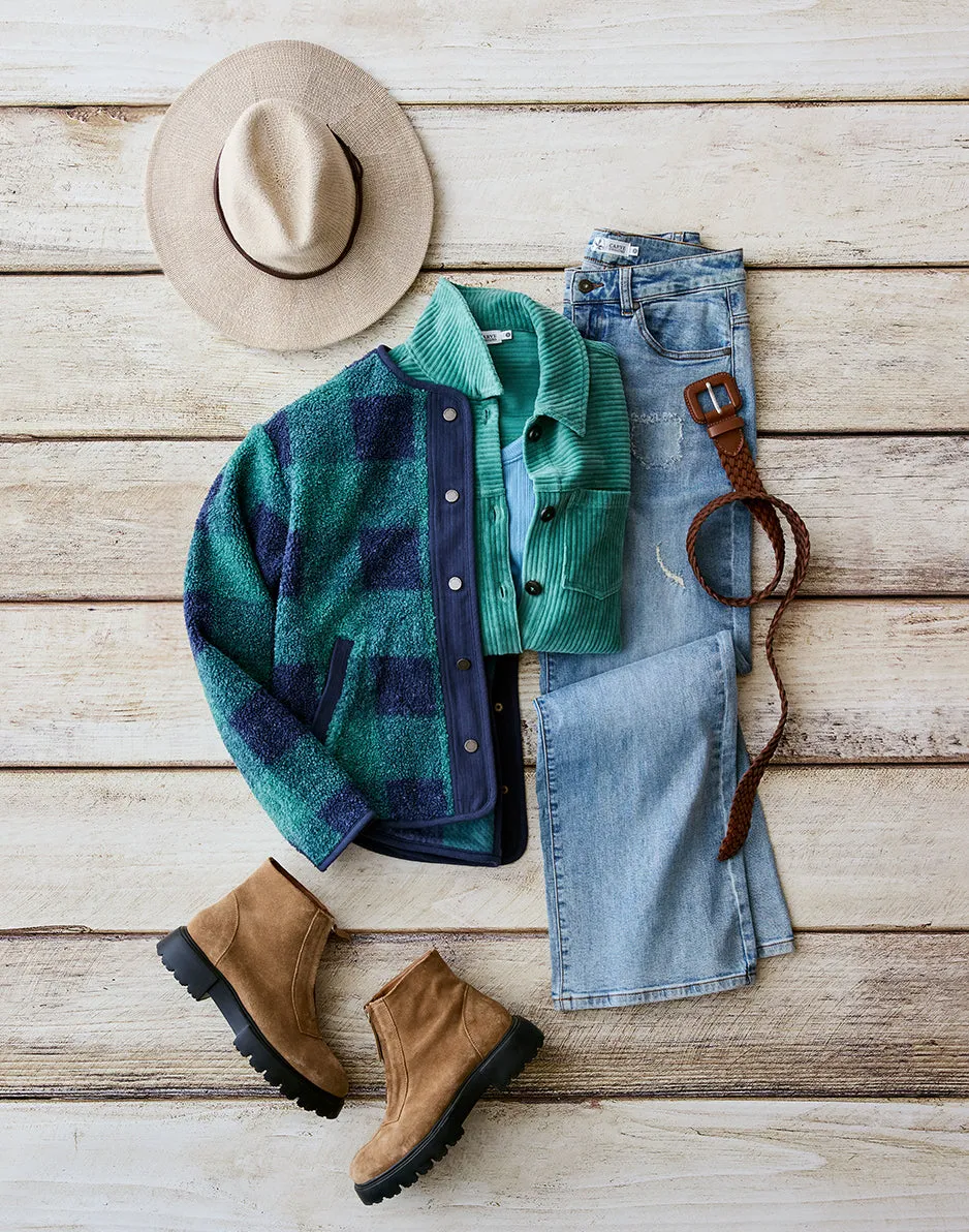 Hudson Stretch Cord Shacket: Forest sold by Carve Designs product image thumbnail 4