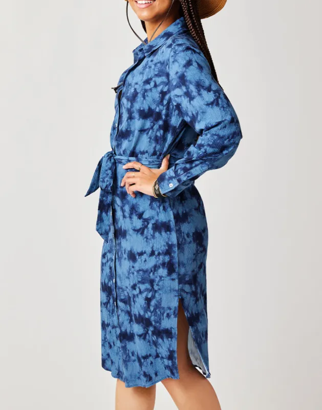 Lana Dress: Navy Tie Dye sold by Carve Designs