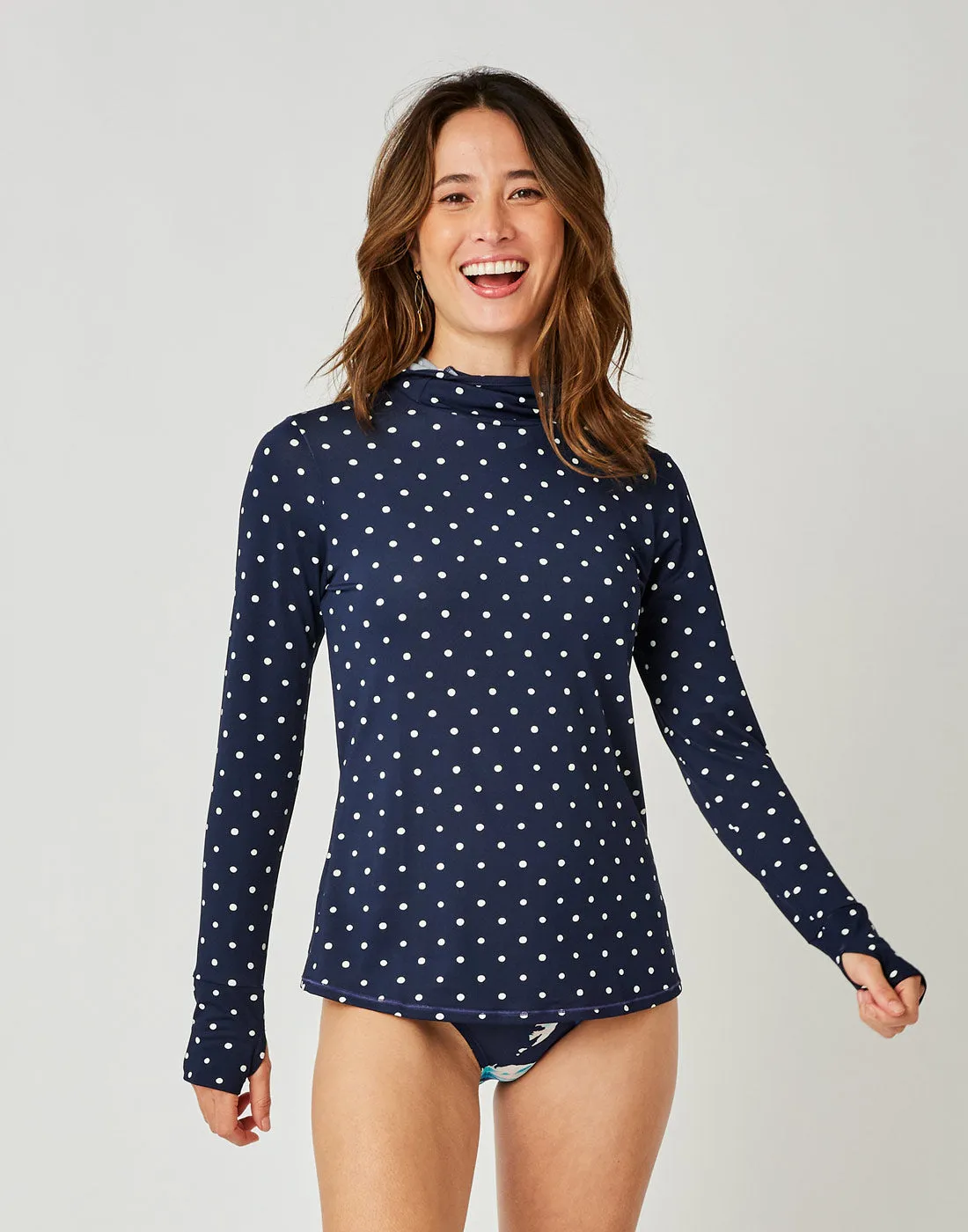 Alani Hooded Sunshirt: Navy Polka Dot - FINAL SALE sold by Carve Designs product image thumbnail 3