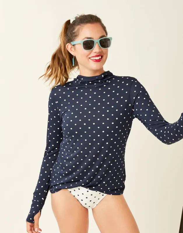Alani Hooded Sunshirt: Navy Polka Dot - FINAL SALE sold by Carve Designs