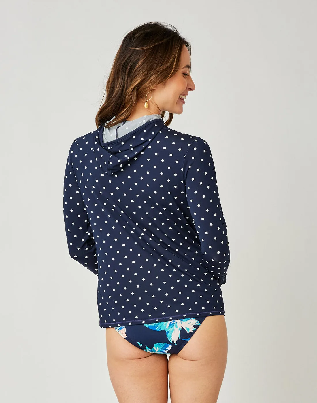 Alani Hooded Sunshirt: Navy Polka Dot - FINAL SALE sold by Carve Designs product image thumbnail 4