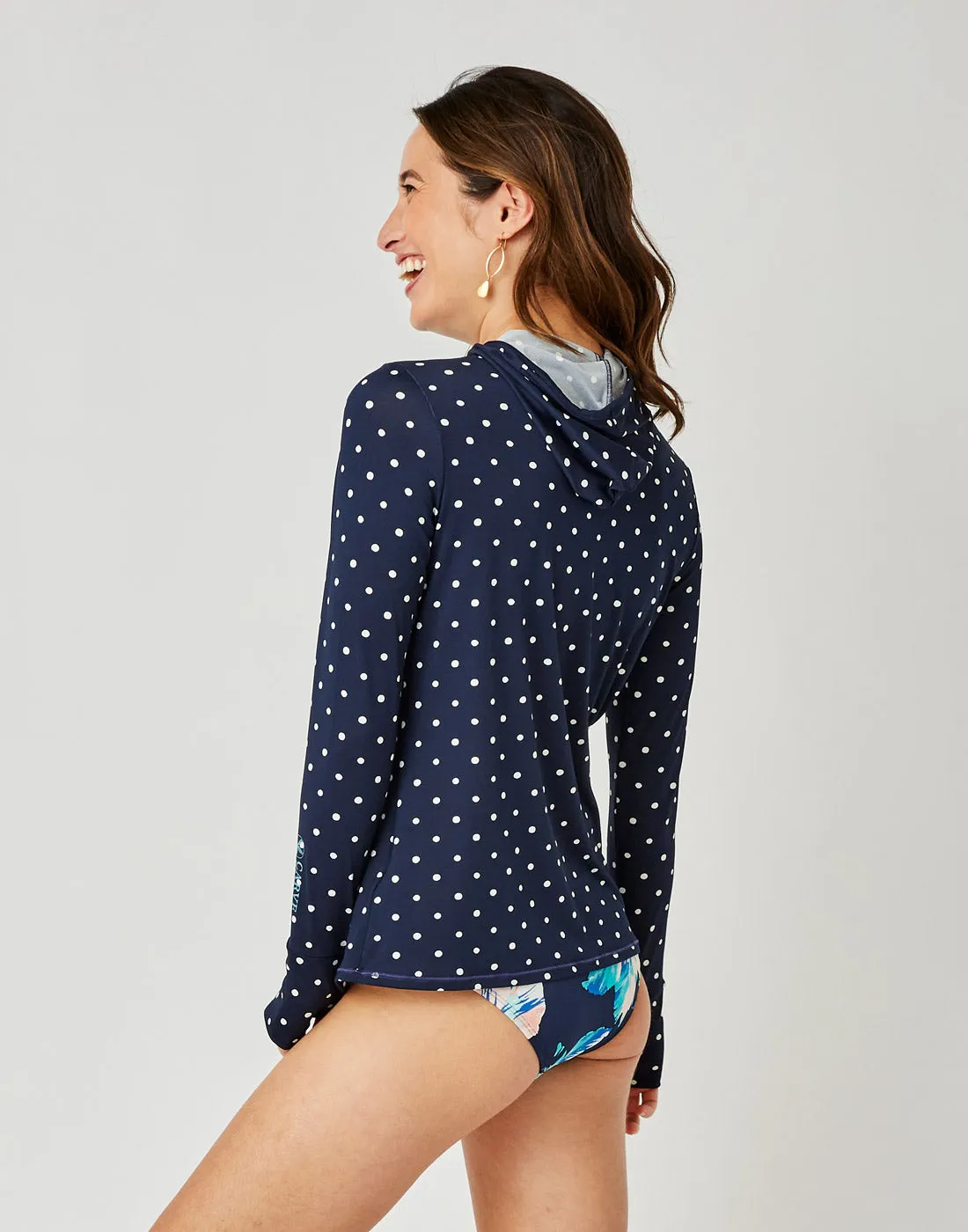 Alani Hooded Sunshirt: Navy Polka Dot - FINAL SALE sold by Carve Designs product image thumbnail 2