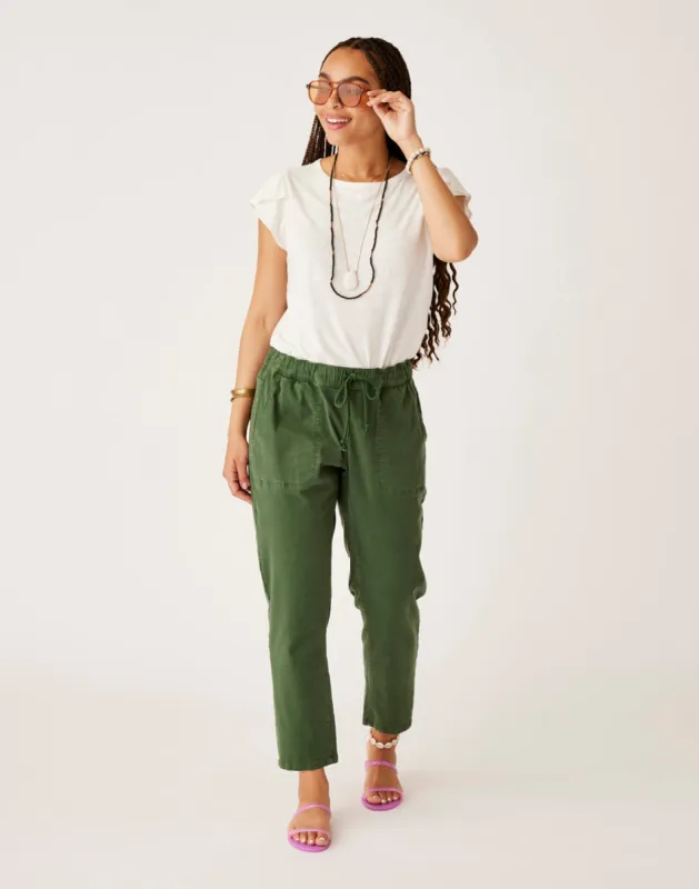 Zoe Twill Pant: Cilantro sold by Carve Designs
