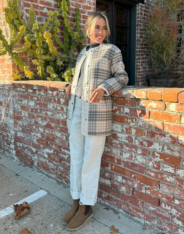 Calla Wool Jacket: Lt. Khaki Plaid sold by Carve Designs