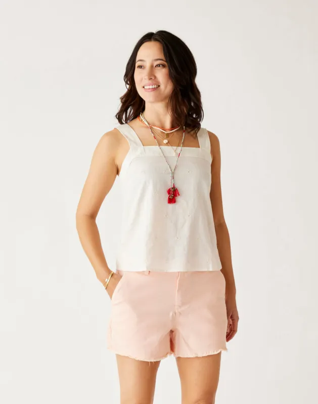 Liv Eyelet Top: Birch sold by Carve Designs