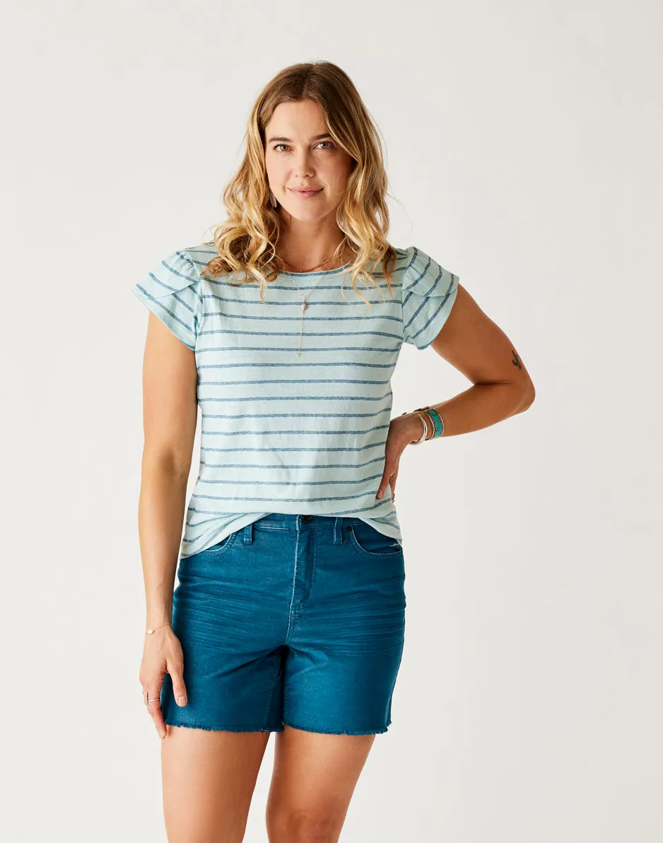 Mila Hemp Top: Ice Mini Stripe sold by Carve Designs