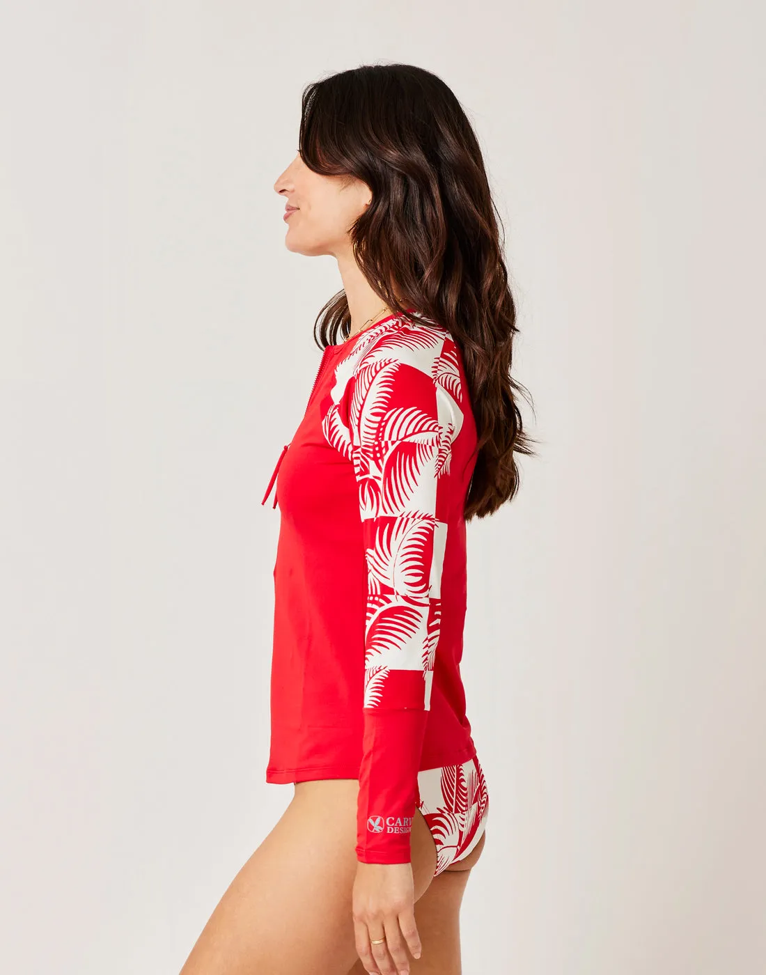 Kona Rashguard: Hot Red w. Checkered Palm - FINAL SALE sold by Carve Designs product image thumbnail 2