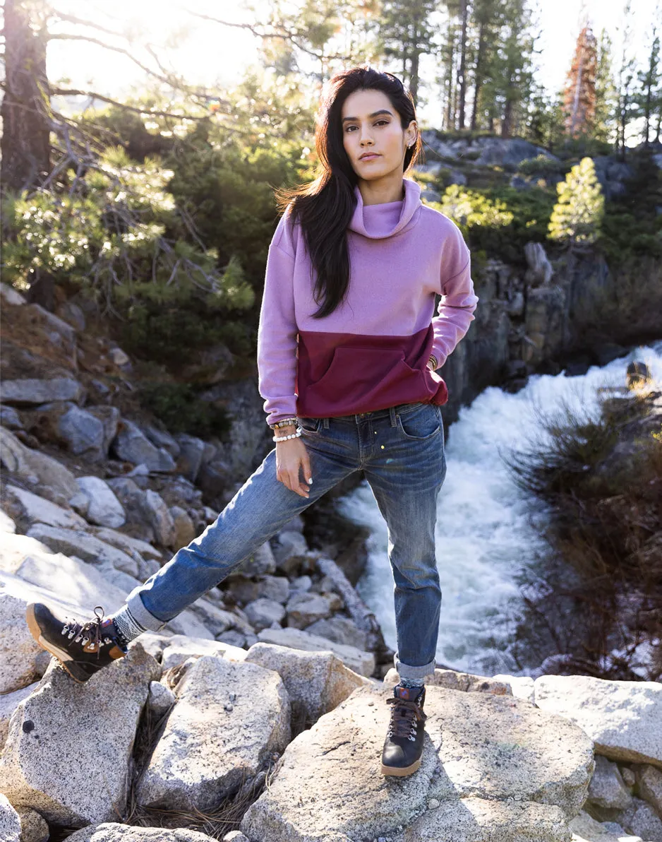 Rowayton Colorblock Cowl: Orchid w. Brick sold by Carve Designs