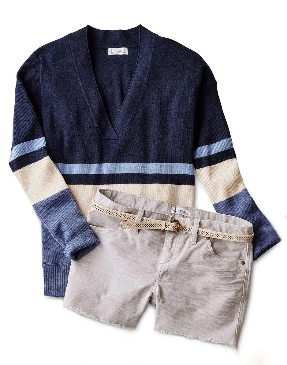 Aurora Sweater: Navy Colorblock sold by Carve Designs product image thumbnail 4