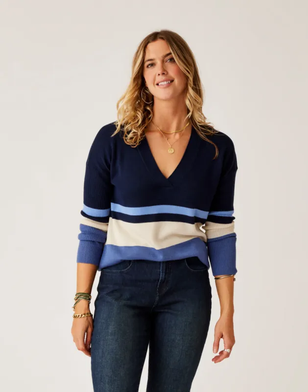 Aurora Sweater: Navy Colorblock sold by Carve Designs
