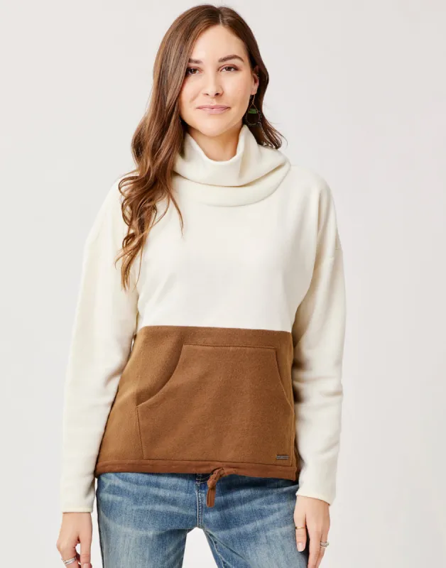 Rowayton Colorblock Cowl: Birch w. Dk. Brown sold by Carve Designs