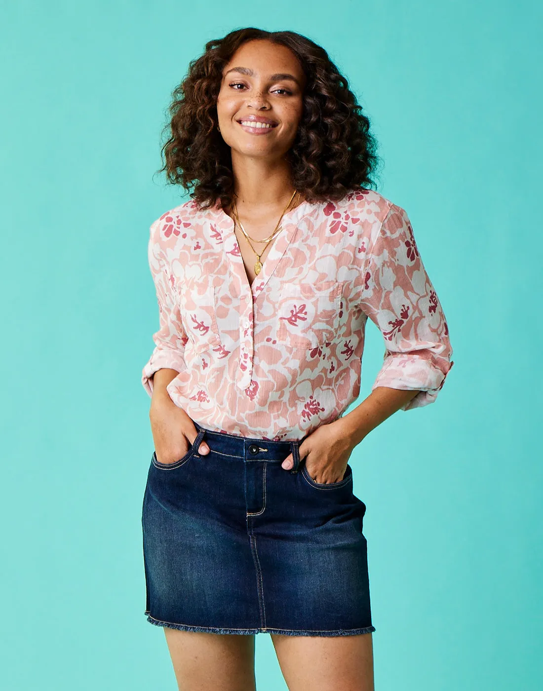 Dylan Gauze Shirt: Cloud Orchard - FINAL SALE sold by Carve Designs