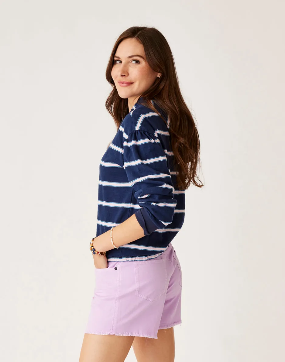 Birdie Slub Hoodie: Navy Rugby Stripe sold by Carve Designs product image thumbnail 2