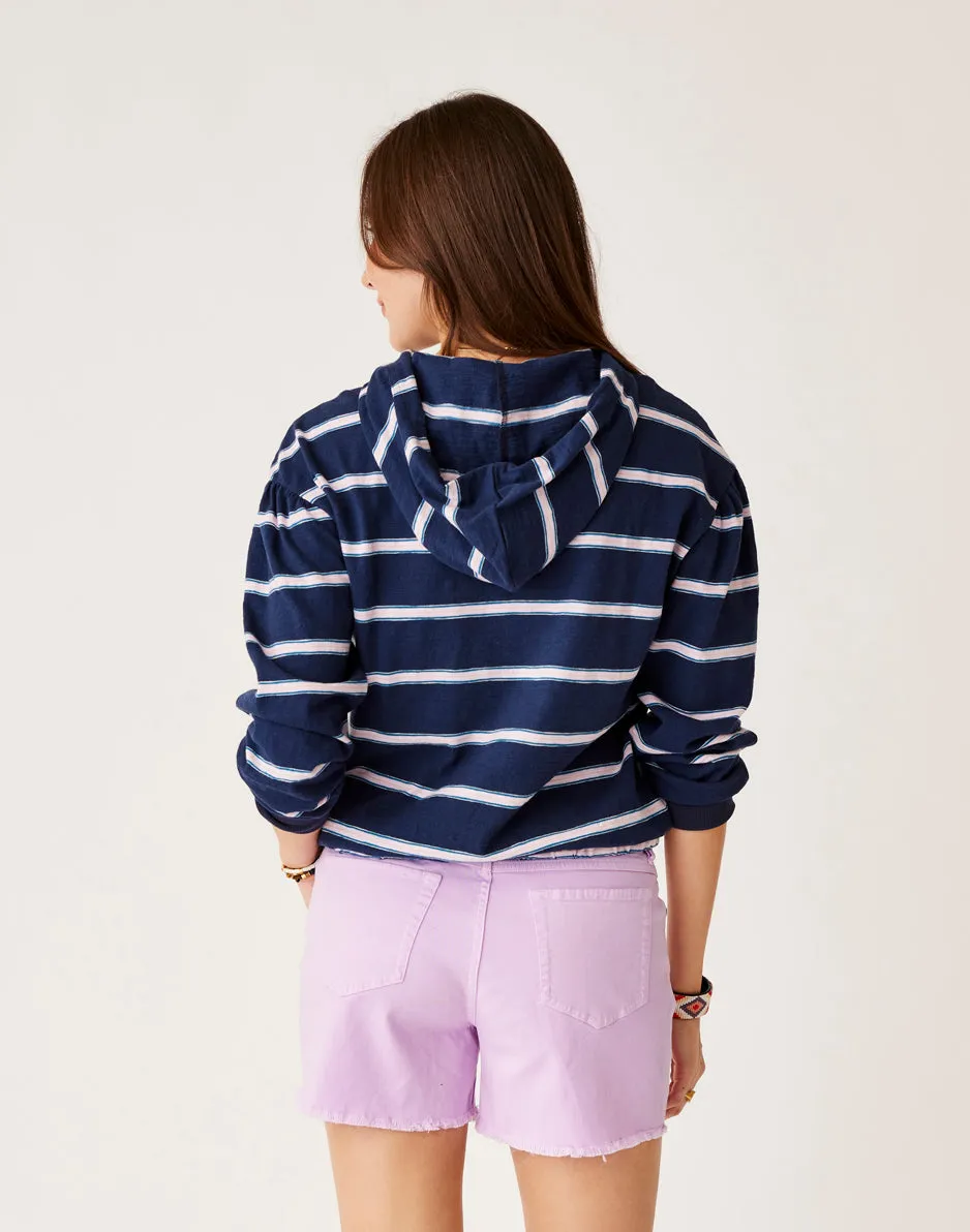 Birdie Slub Hoodie: Navy Rugby Stripe sold by Carve Designs product image thumbnail 3