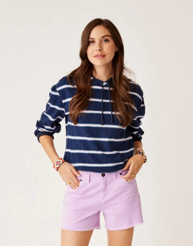 Birdie Slub Hoodie: Navy Rugby Stripe sold by Carve Designs