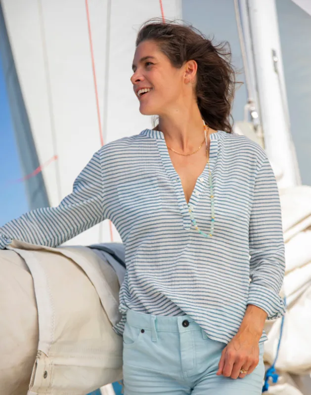 Dylan Gauze Shirt: Horizontal Stripe sold by Carve Designs