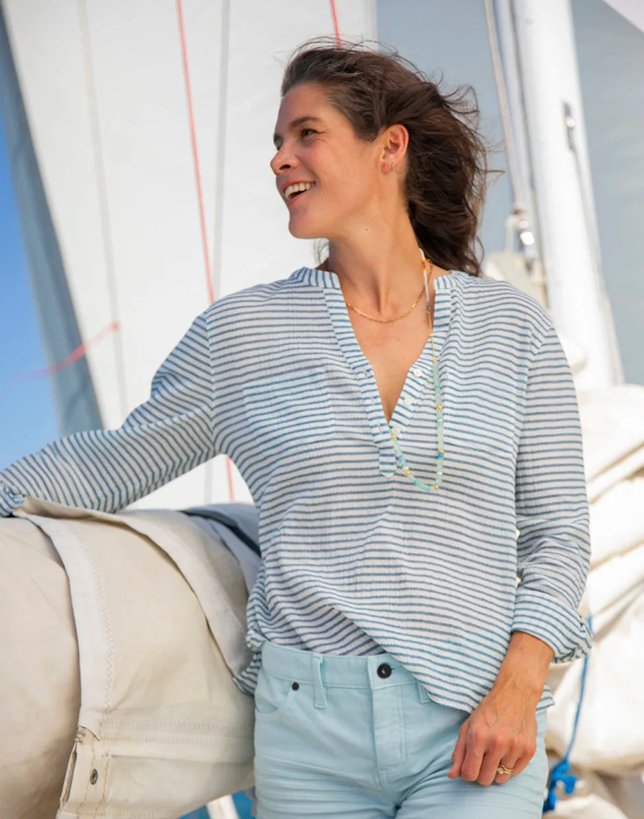 Dylan Gauze Shirt: Horizontal Stripe sold by Carve Designs