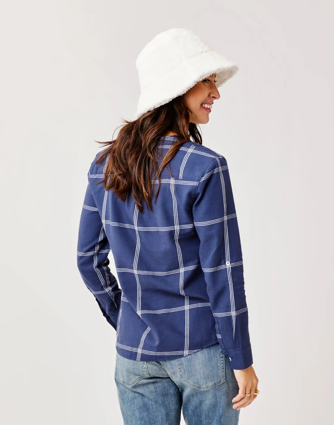 Dylan Twill Shirt: Navy Windowpane sold by Carve Designs product image thumbnail 2