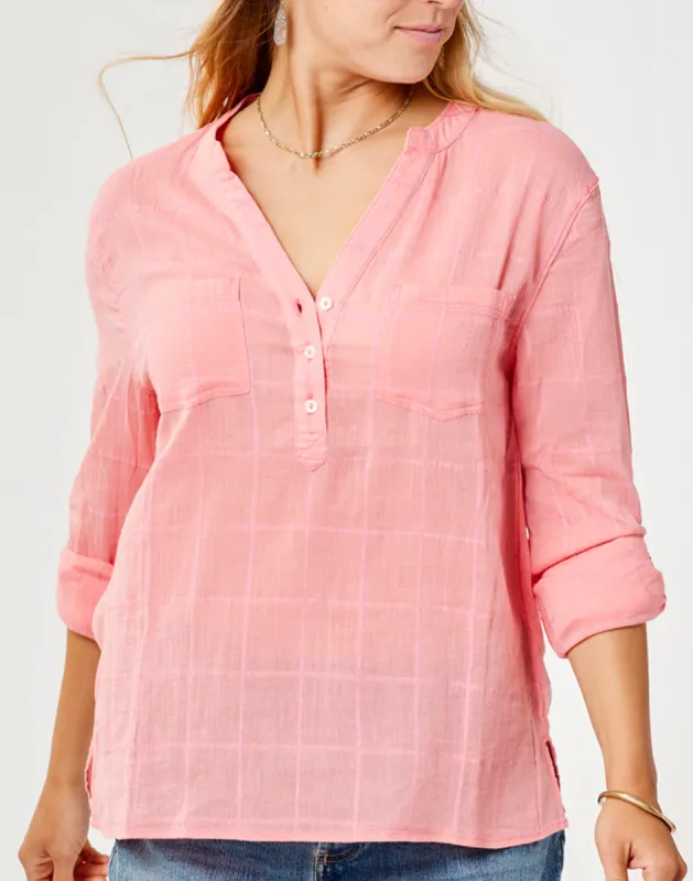 Dylan Textured Shirt: Grapefruit sold by Carve Designs