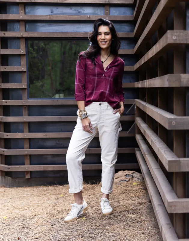 Dylan Twill Shirt: Brick Windowpane sold by Carve Designs