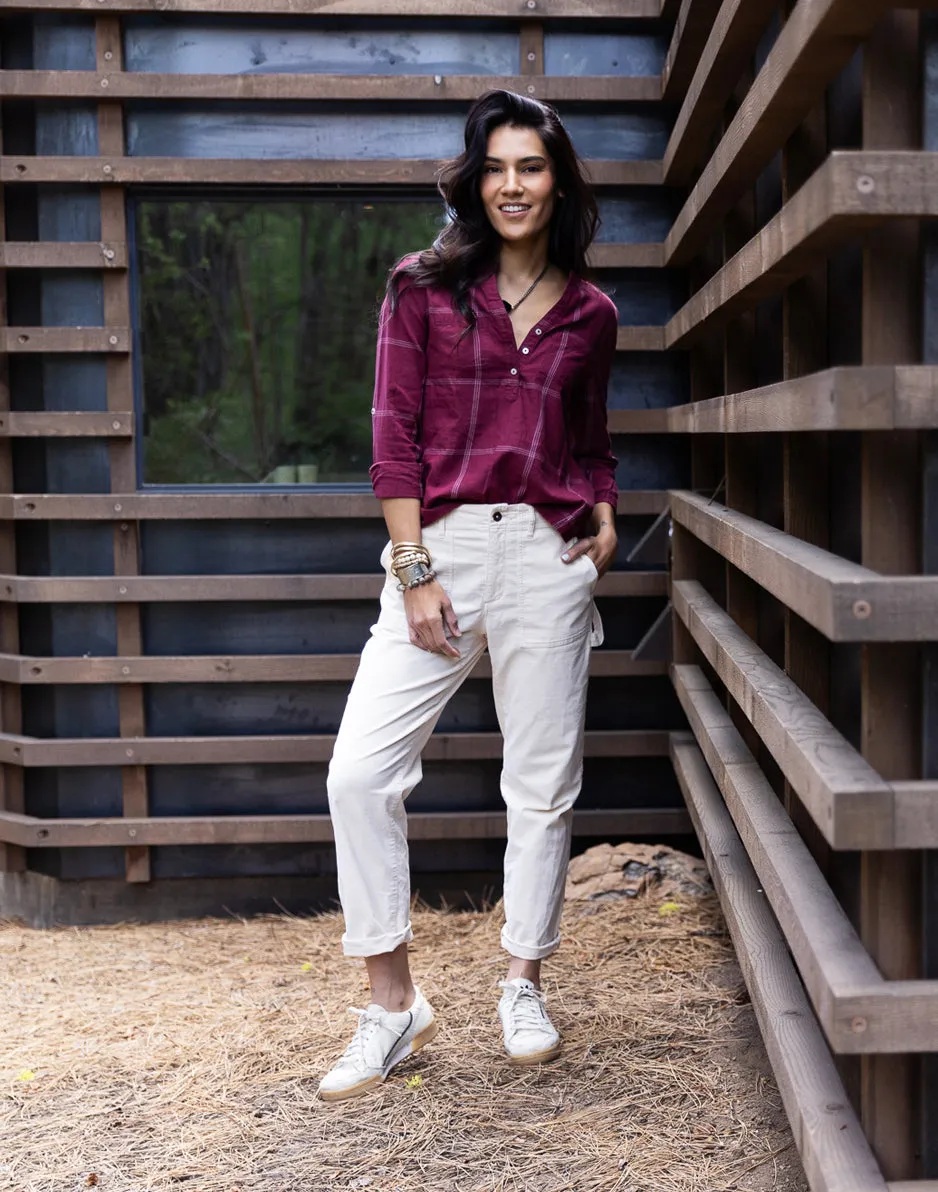 Dylan Twill Shirt: Brick Windowpane sold by Carve Designs