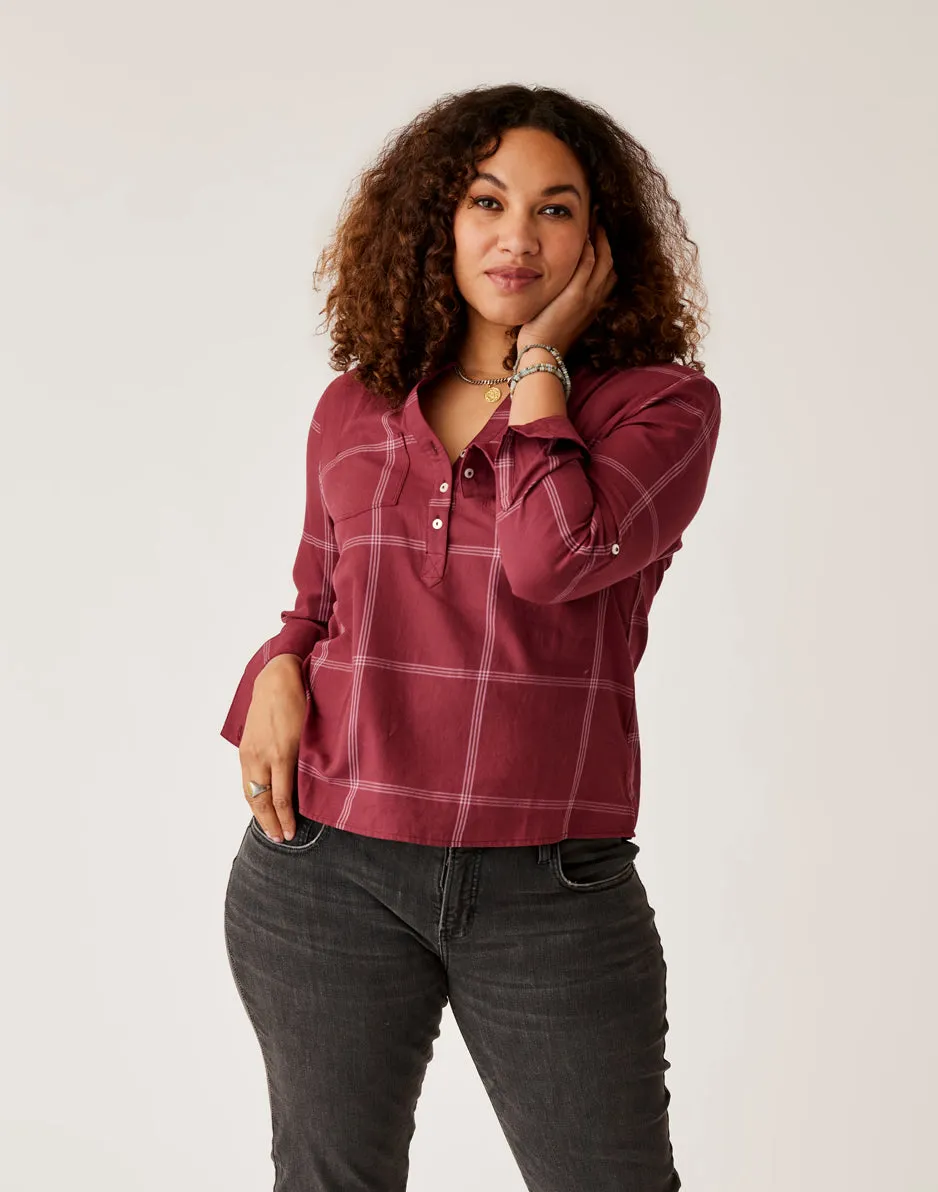 Dylan Twill Shirt: Brick Windowpane sold by Carve Designs product image thumbnail 2