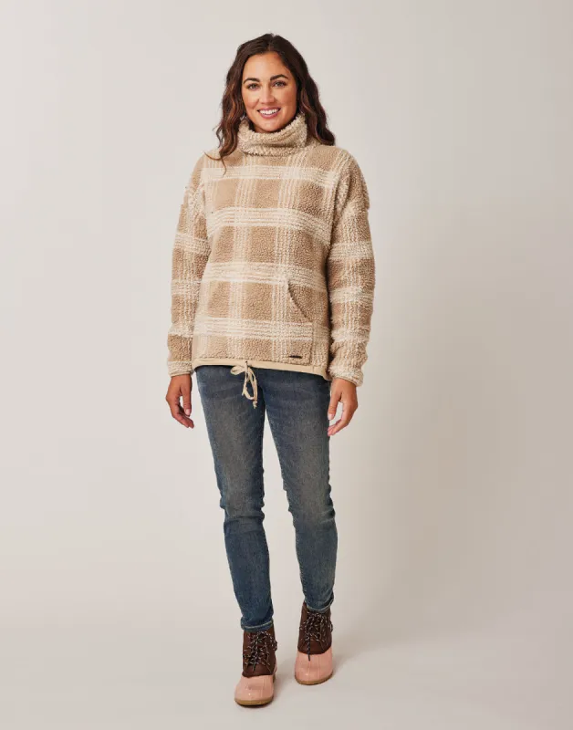 Roley Jacquard Cowl: Lt. Khaki Plaid - FINAL SALE sold by Carve Designs