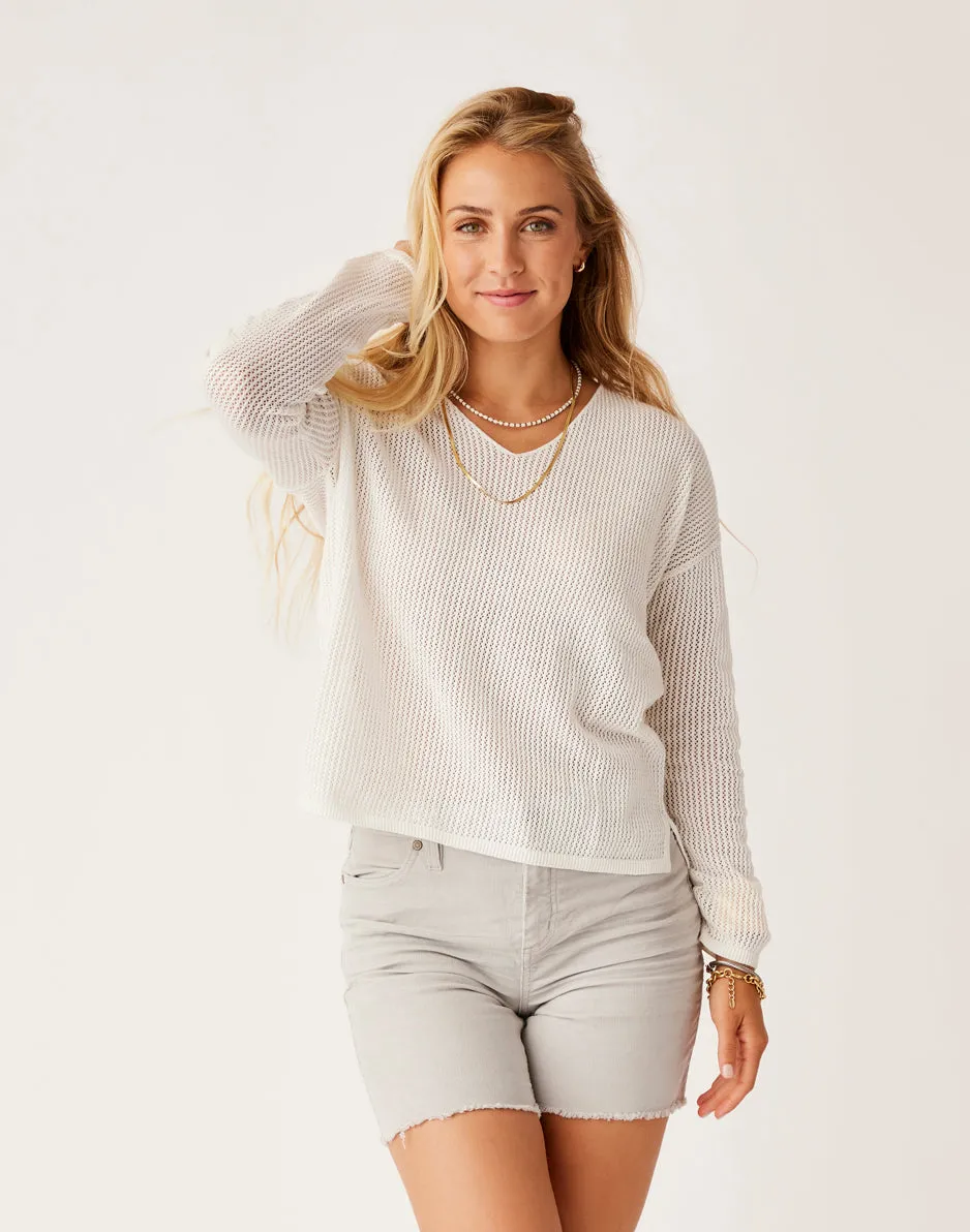 Zella Mesh Pullover: Cloud sold by Carve Designs