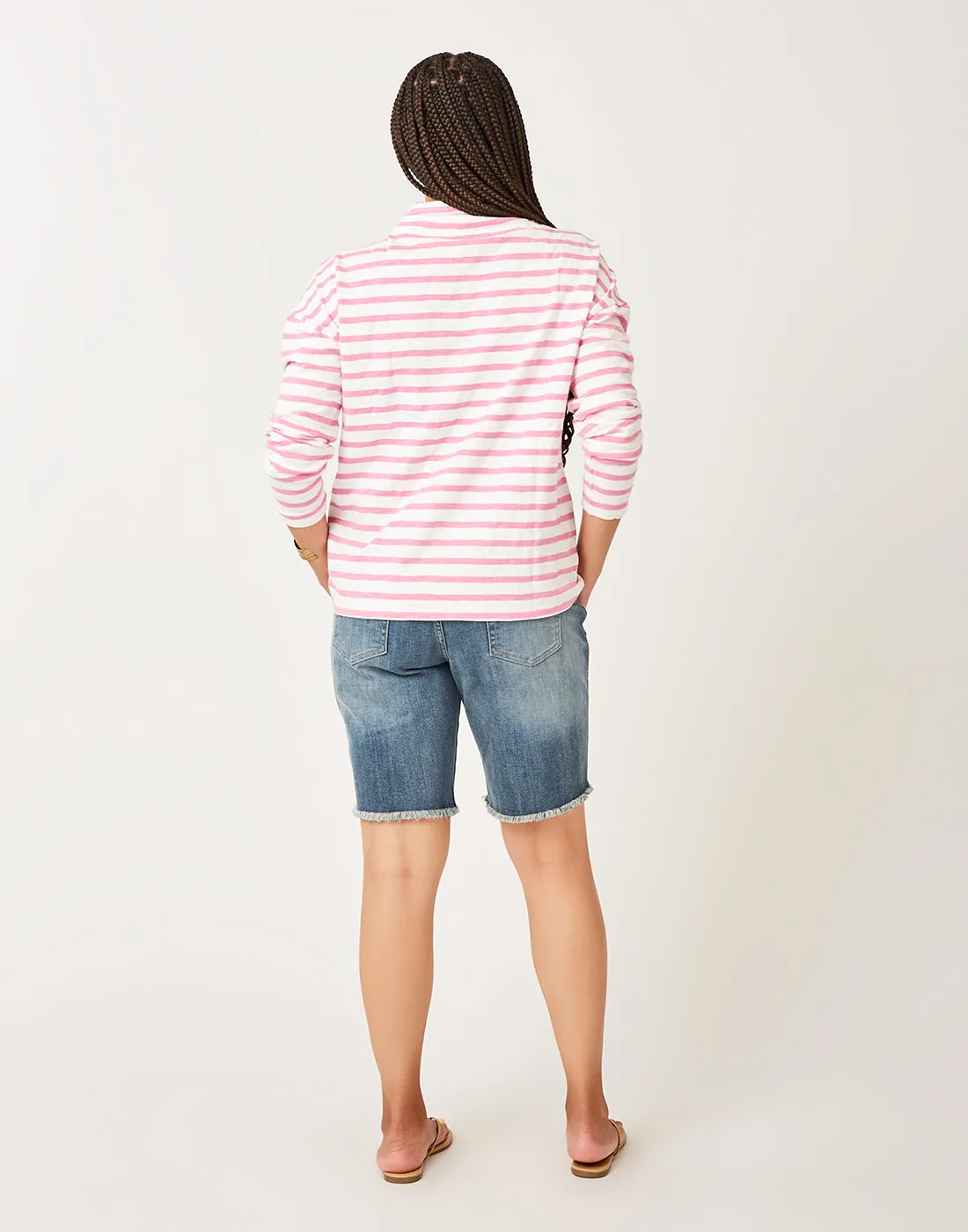 Bodie Funnel Neck: Cloud Lt. Fuchsia Stripe - FINAL SALE sold by Carve Designs product image thumbnail 3