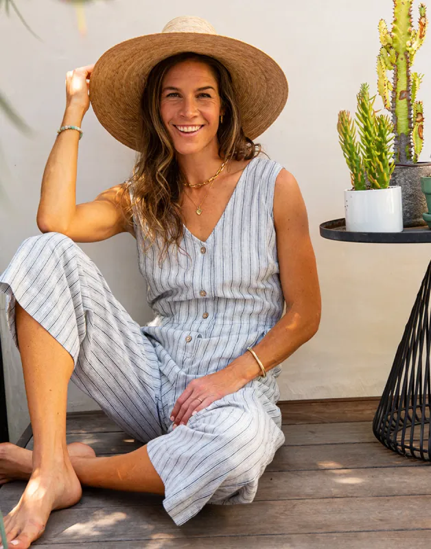 Bonfire Jumpsuit: Navy Byron Stripe - FINAL SALE sold by Carve Designs