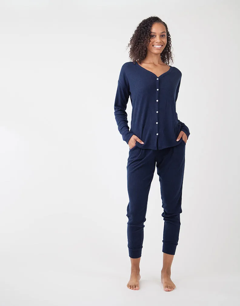 Garner Jogger: Navy Heather sold by Carve Designs