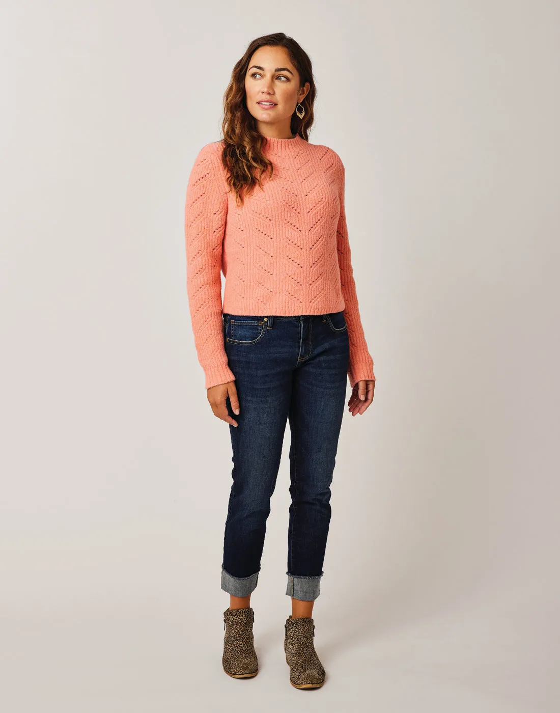 Monroe Sweater: Grapefruit Heather - FINAL SALE sold by Carve Designs product image thumbnail 4
