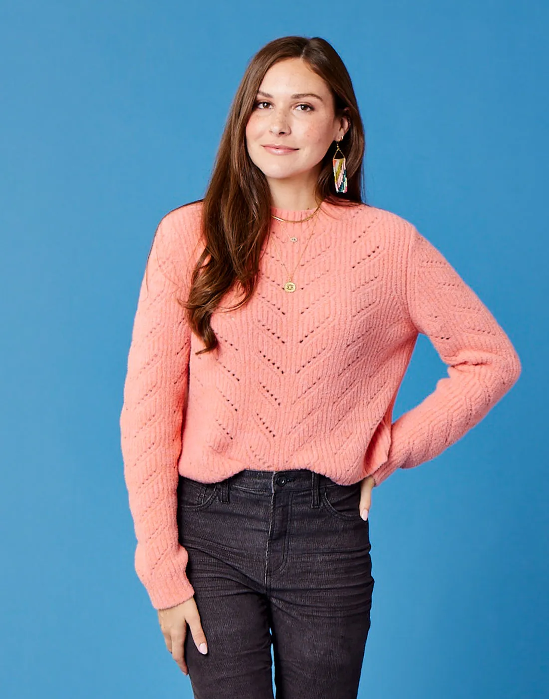 Monroe Sweater: Grapefruit Heather - FINAL SALE sold by Carve Designs product image thumbnail 3