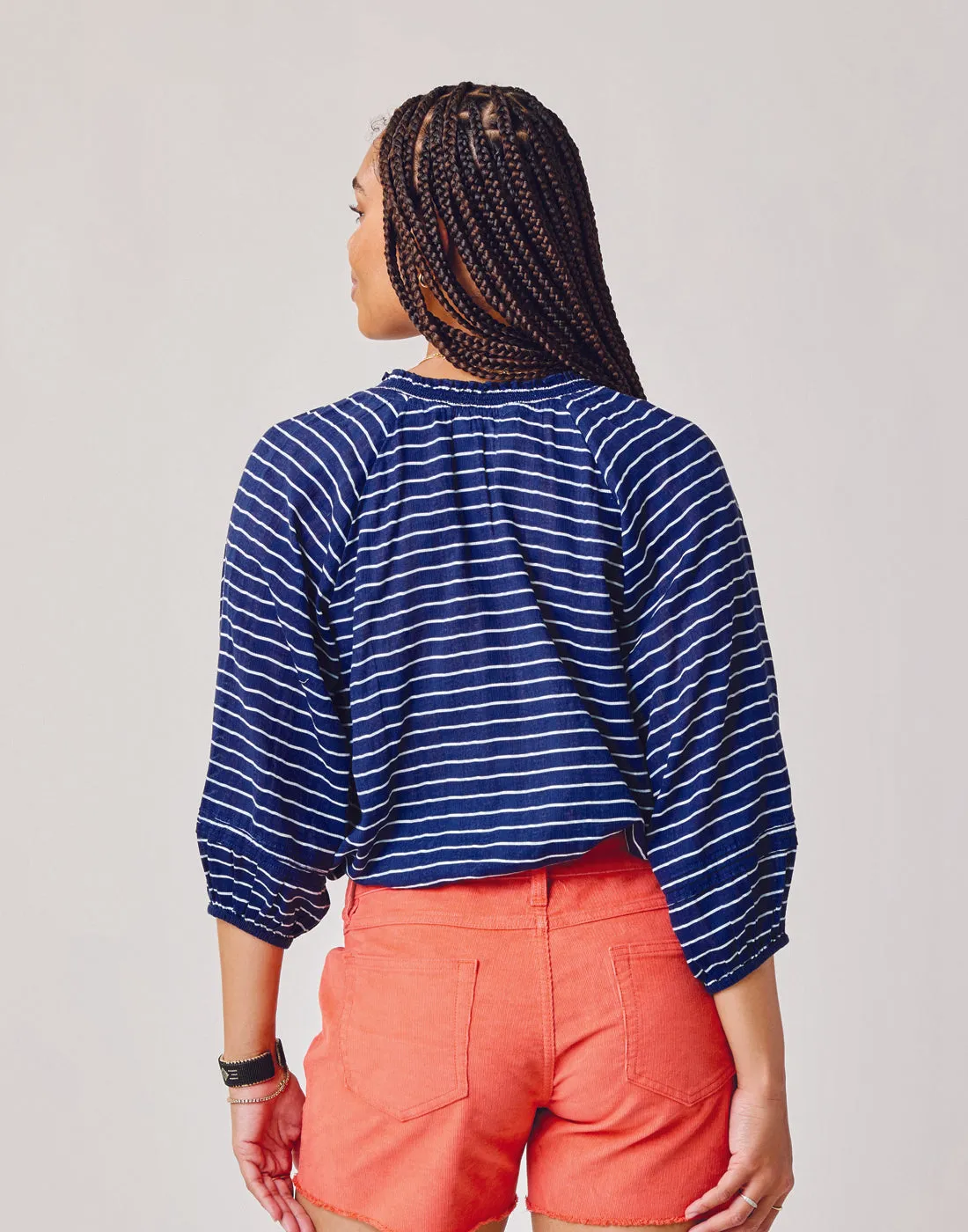Camryn Top: Navy Harris Stripe sold by Carve Designs product image thumbnail 3