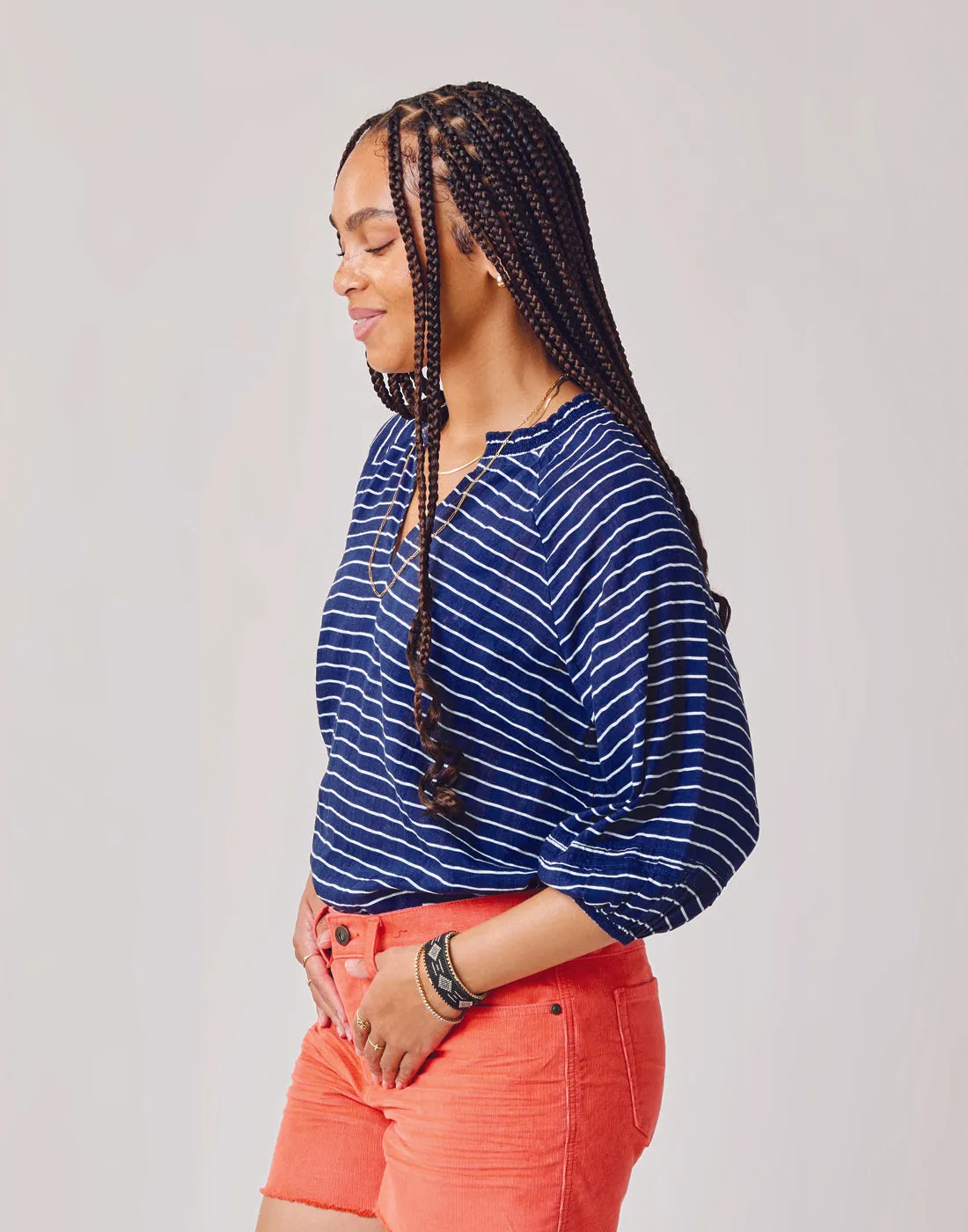 Camryn Top: Navy Harris Stripe sold by Carve Designs product image thumbnail 2