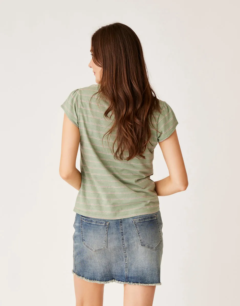 Mila Hemp Top: Lt. Cilantro Mini Stripe sold by Carve Designs product image thumbnail 3