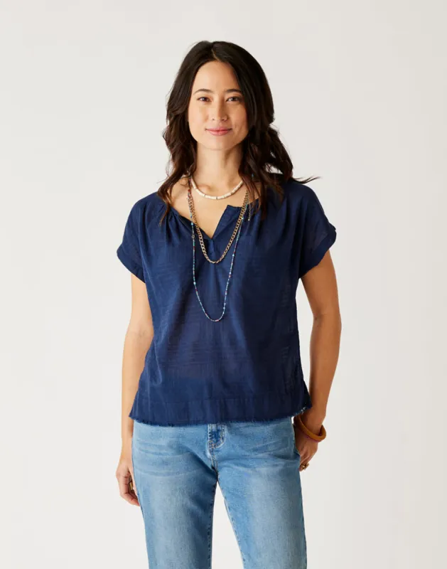 James Textured Top: Navy sold by Carve Designs