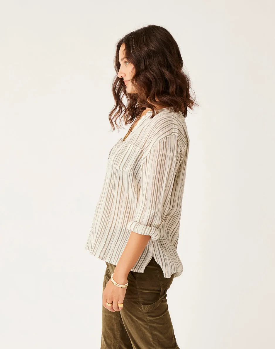 Dylan Gauze Shirt: Birch Multistripe sold by Carve Designs product image thumbnail 3