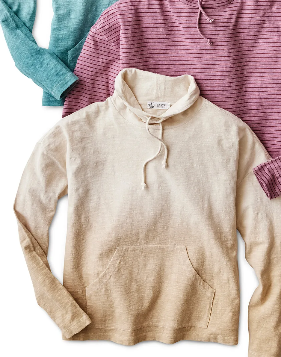 Bodie Funnel Neck: Lt. Khaki Ombre sold by Carve Designs product image thumbnail 4