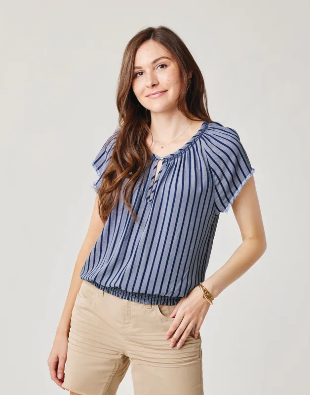 Lilly Top: Navy Stripe - FINAL SALE sold by Carve Designs