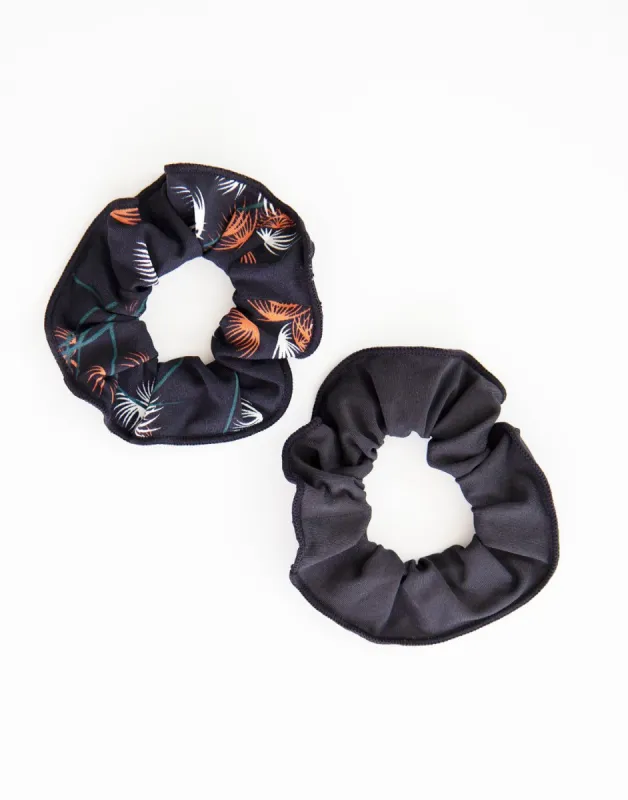 Surf Scrunchie: Feather Floral-Black sold by Carve Designs