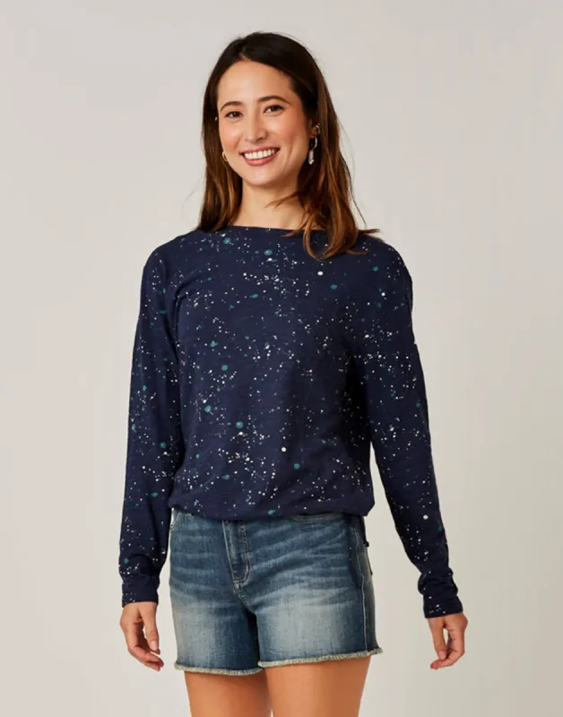Lorena Top: Navy Paint Splatter - FINAL SALE sold by Carve Designs