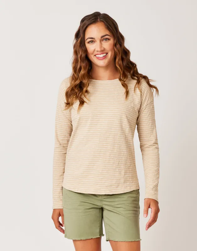 Alexis Top: Lt. Khaki Stripe - FINAL SALE sold by Carve Designs