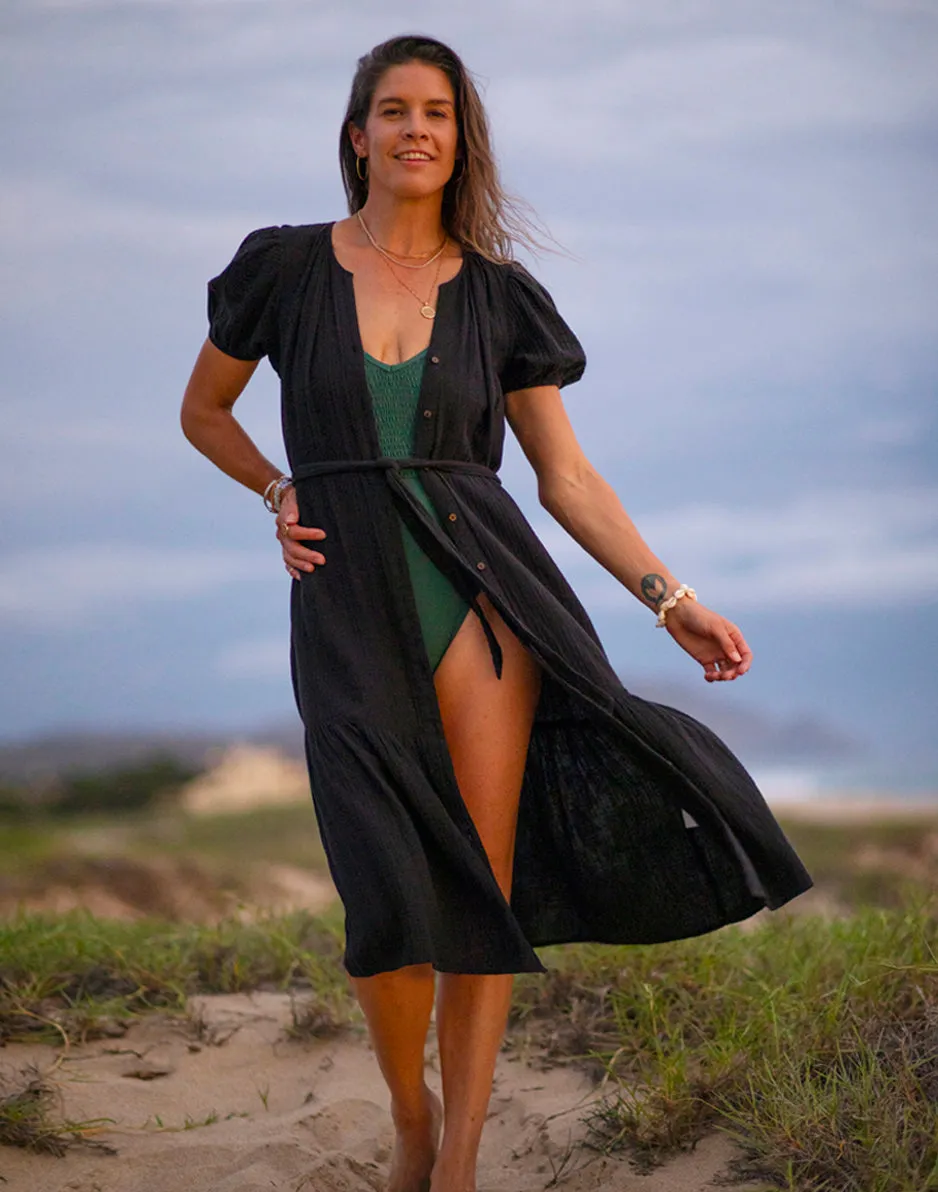 Memphis Gauze Dress: Black sold by Carve Designs