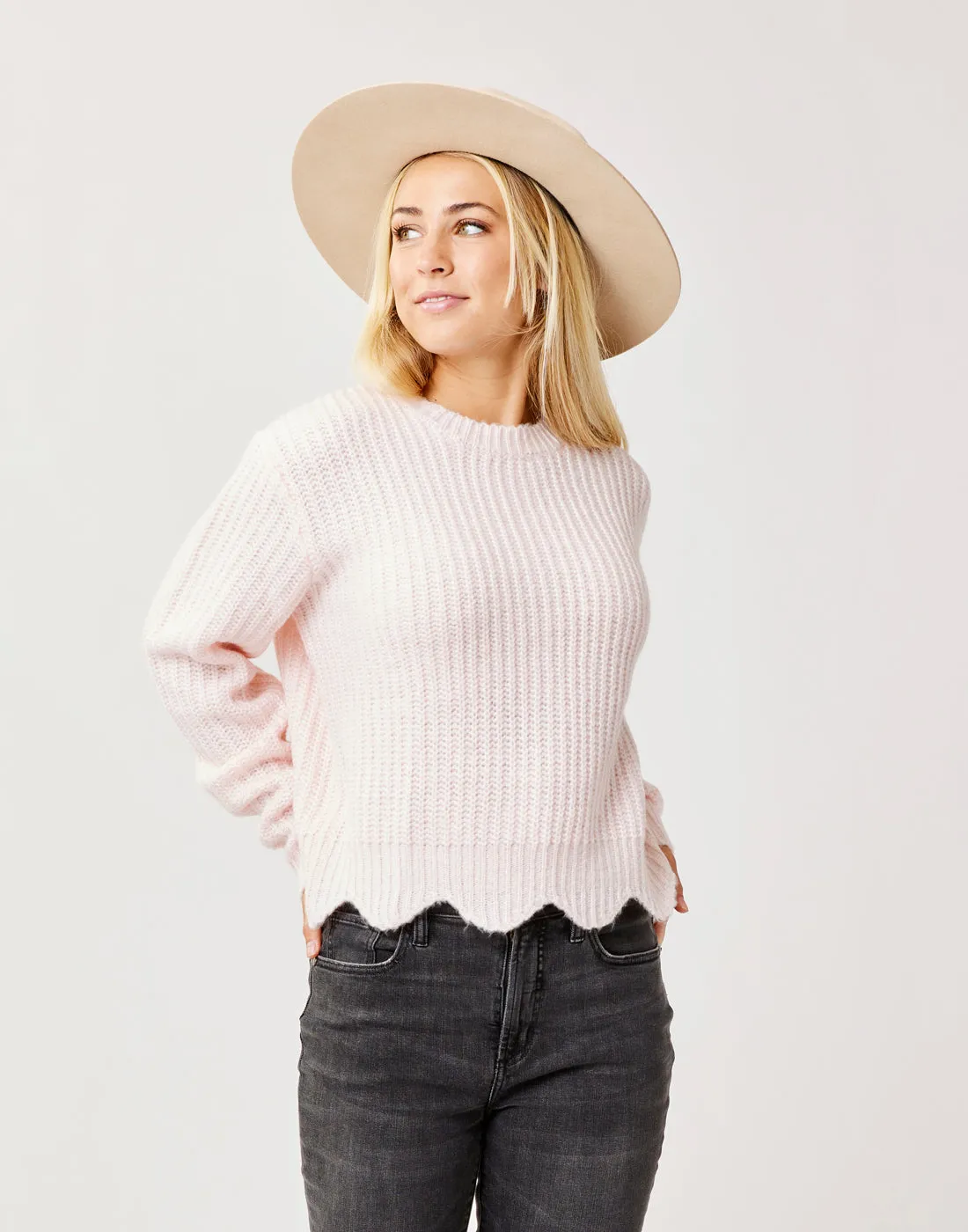 Groton Sweater: Lt. Pink Marl sold by Carve Designs
