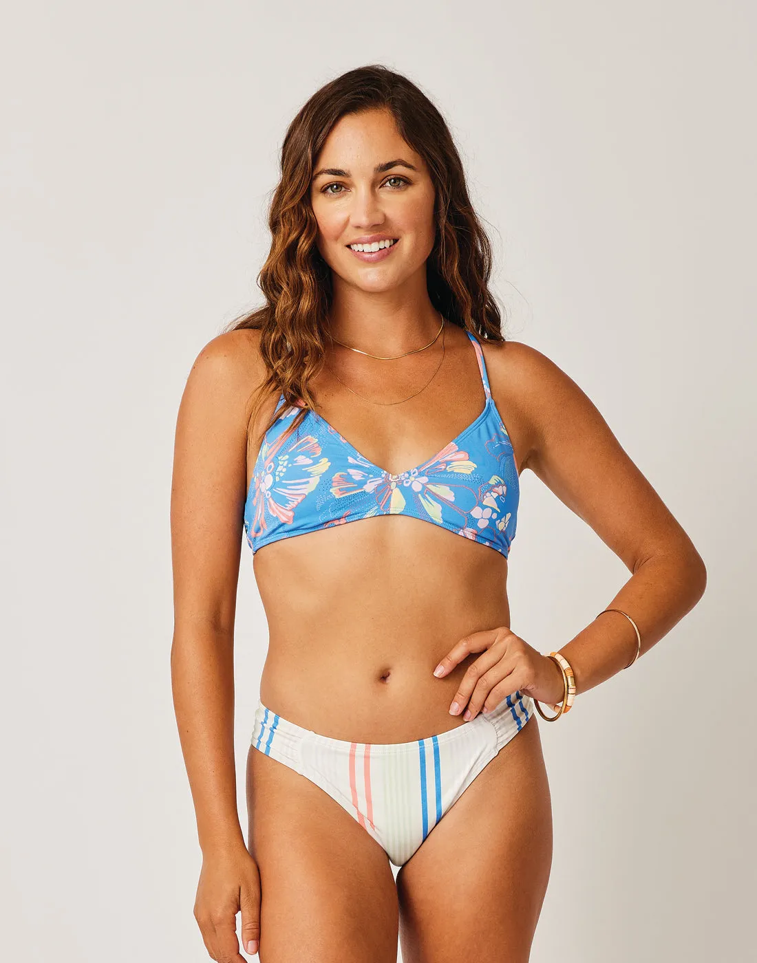 St. Barth Reversible Bottom: Larkspur/Sunny Stripe - FINAL SALE sold by Carve Designs