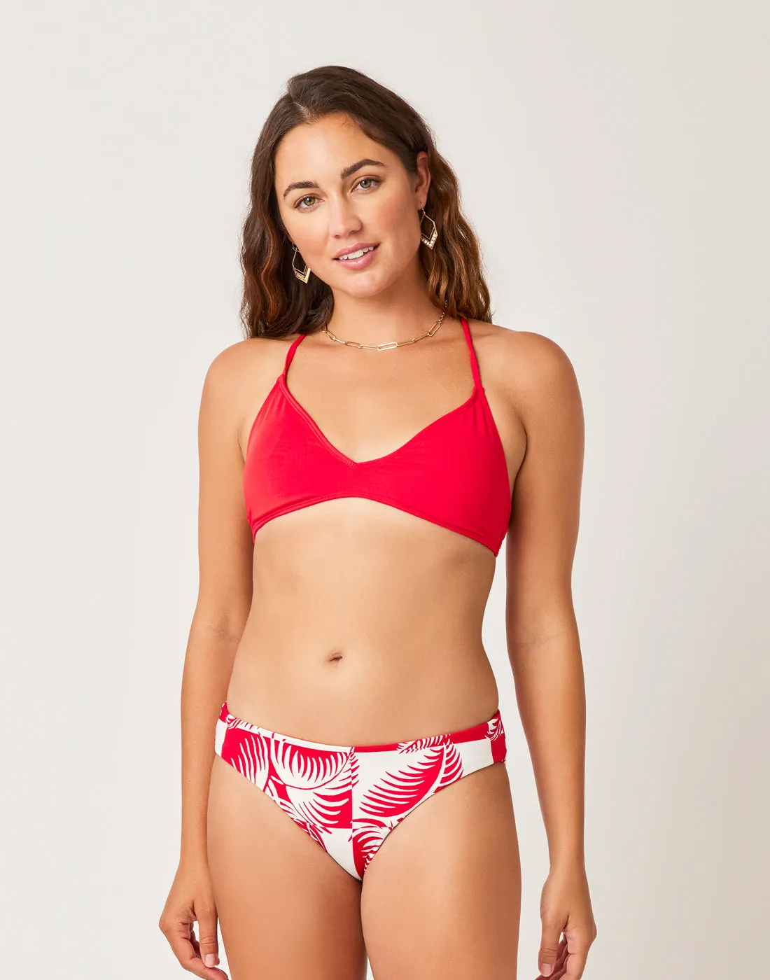 St. Barth Reversible Bottom: Checkered Palm/Hot Red - FINAL SALE sold by Carve Designs