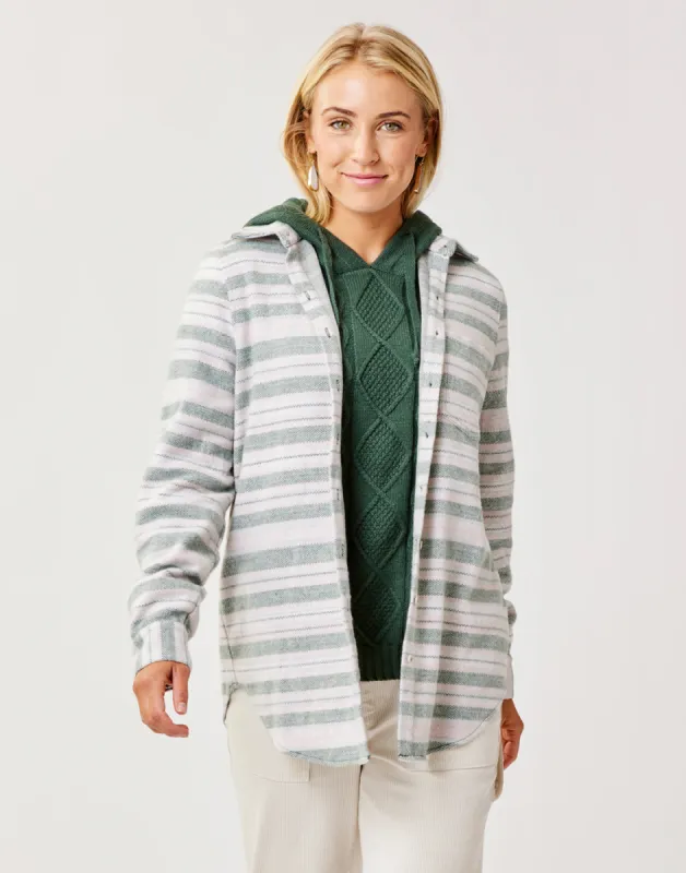 Fairbanks Supersoft Shirt: Cilantro Block Stripe sold by Carve Designs
