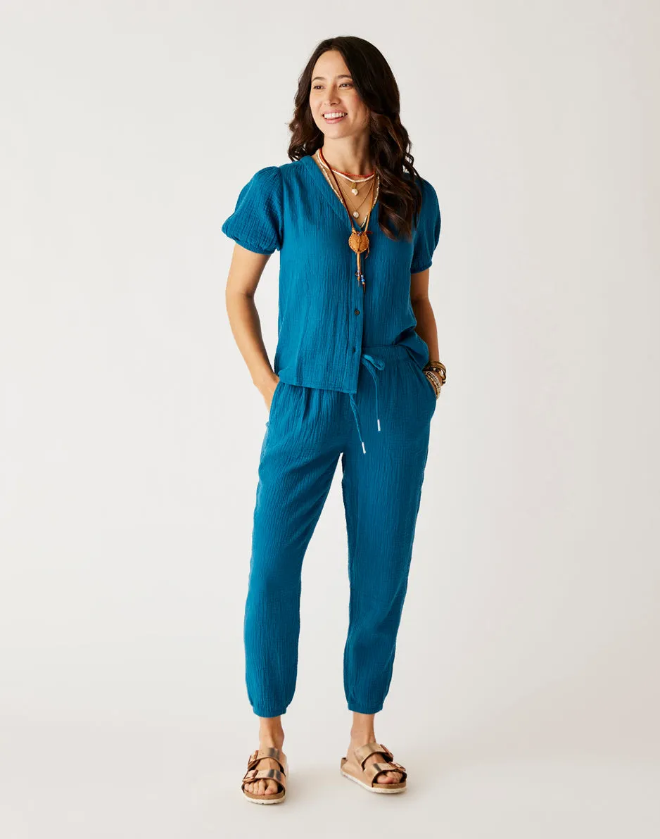 Calista Gauze Pant: Azul sold by Carve Designs