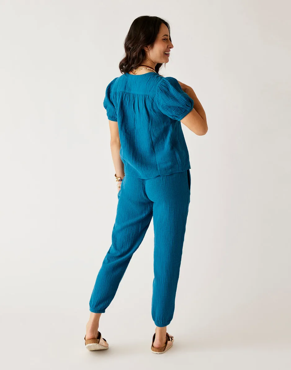 Calista Gauze Pant: Azul sold by Carve Designs product image thumbnail 4
